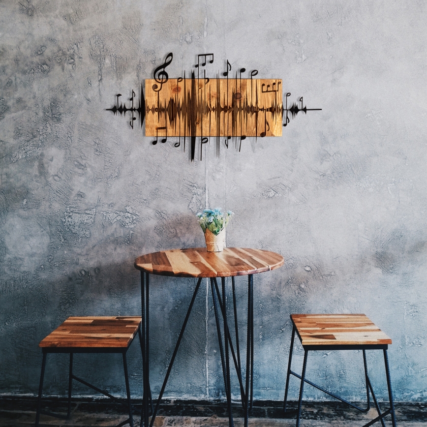 Decoração de parede 90x47 cm notas madeira/metal