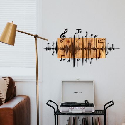 Decoração de parede 90x47 cm notas madeira/metal
