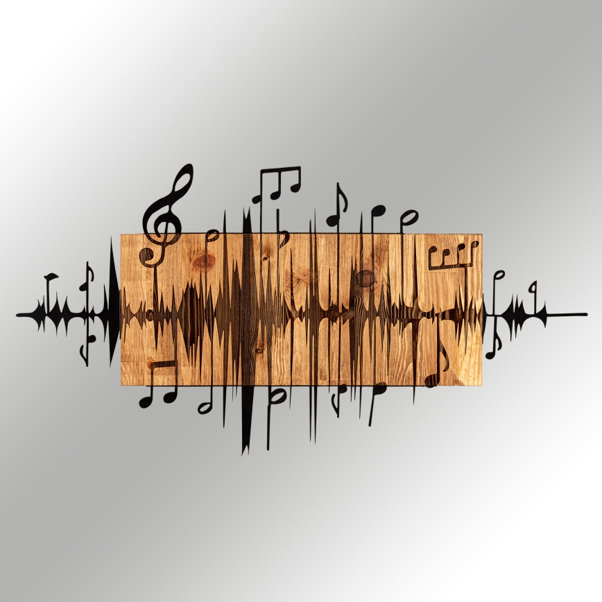 Decoração de parede 90x47 cm notas madeira/metal