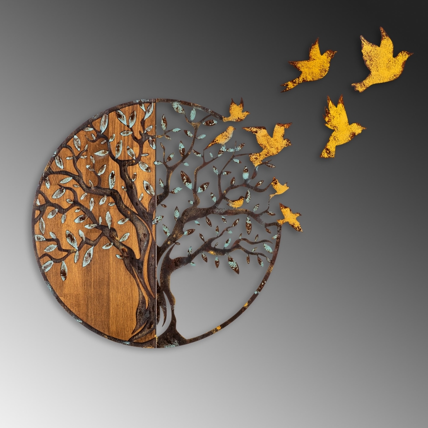 Decoração de parede 92x71 cm árvore e pássaros