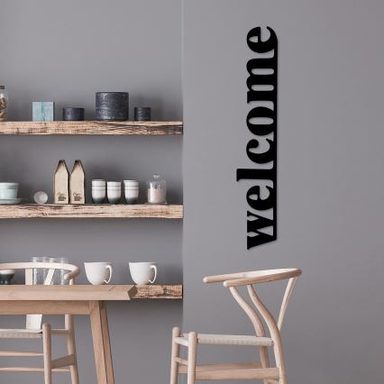 Decoração de parede 98x18 cm bem-vindo metal