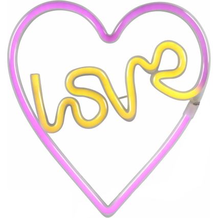 Decoração de parede LED com néons LOVE LED/3W/3xAA USB rosa