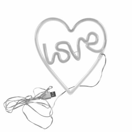 Decoração de parede LED com néons LOVE LED/3W/3xAA USB rosa