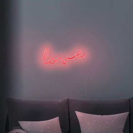 Decoração de parede LED com néons LOVE LED/3W/3xAA USB vermelho