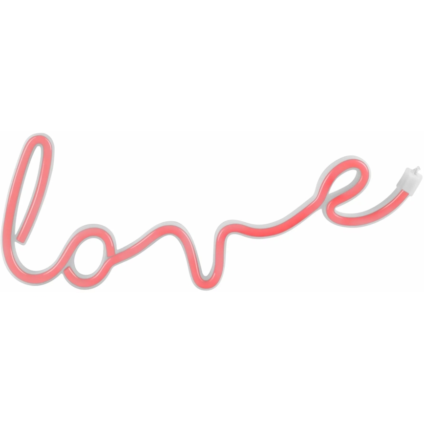 Decoração de parede LED com néons LOVE LED/3W/3xAA USB vermelho