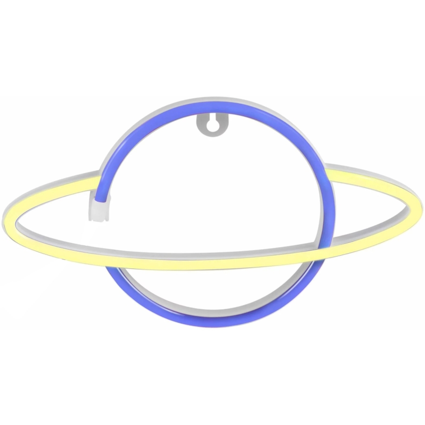 Decoração de parede LED com néons PLANET LED/3W/3xAA USB azul/amarelo