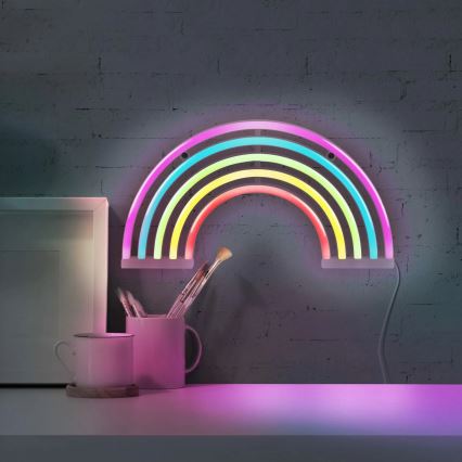 Decoração de parede LED com néons RAINBOW LED/3W/3xAA USB multicolorida