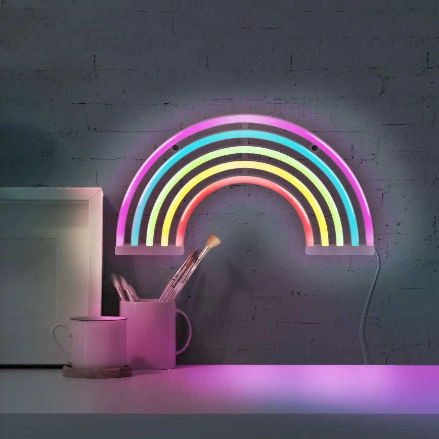 Decoração de parede LED com néons RAINBOW LED/3W/3xAA USB multicolorida