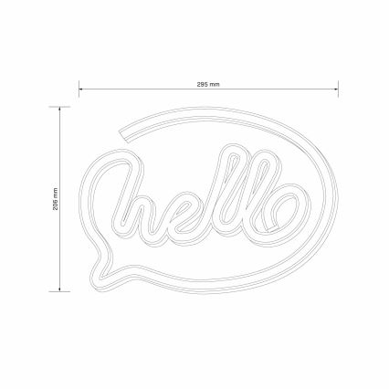 Decoração de parede LED Neon HELLO LED/3W/3xAA USB rosa