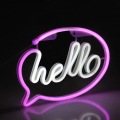 Decoração de parede LED Neon HELLO LED/3W/3xAA USB rosa