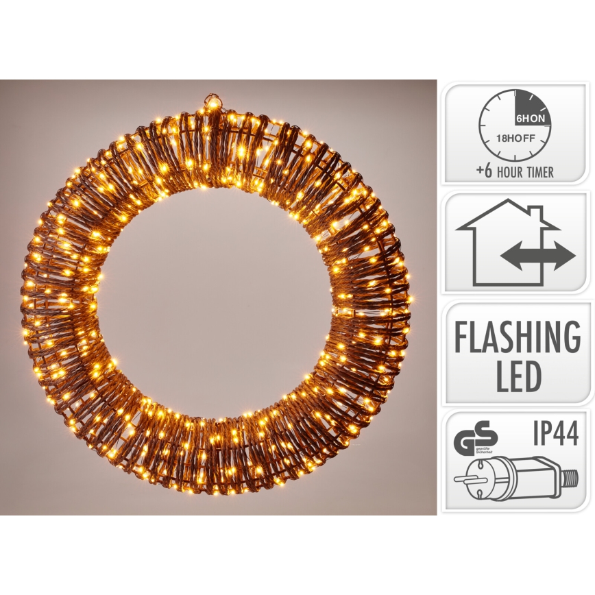 Decoração de Natal LED para exterior 500xLED/6W/230V Ø 50 cm IP44 branco quente guirlanda/castanha