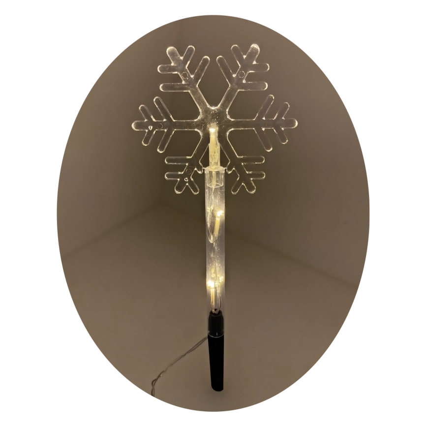 Decoração LED de Natal para exterior, floco de neve, 3xLED/2xAA, IP44, branco quente