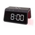 Despertador com ecrã LCD e carregador sem fios 15W/5V 1xCR2032 preto