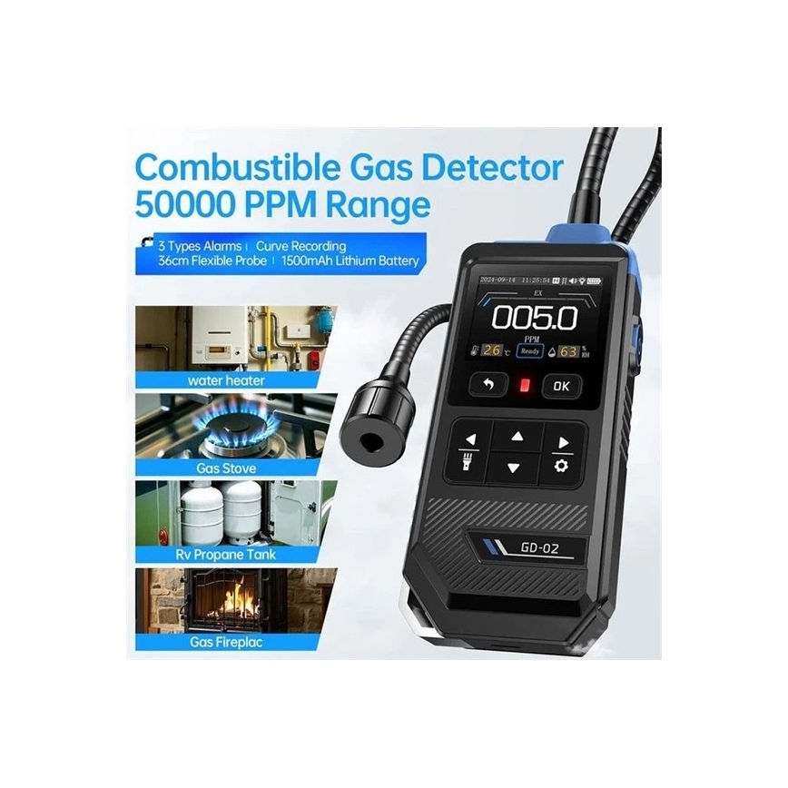 Detetor de gases inflamáveis 1500 mAh 5V