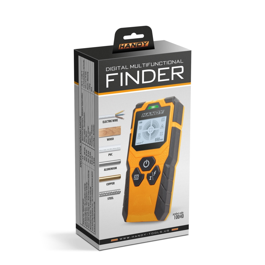 Detetor digital multifuncional 9V 1x6LR61 IP54 laranja