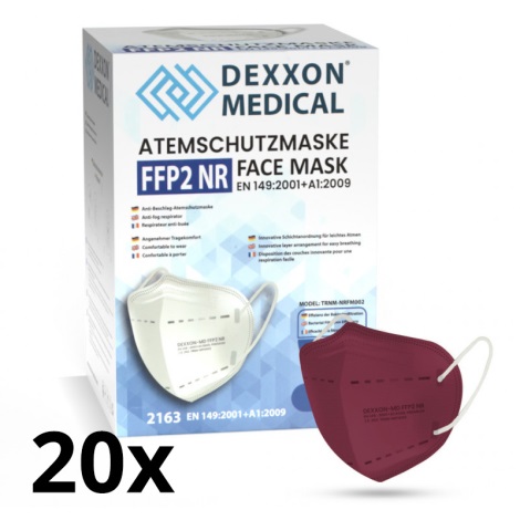 DEXXON MEDICAL Máscara FFP2 NR cor de vinho 20pcs