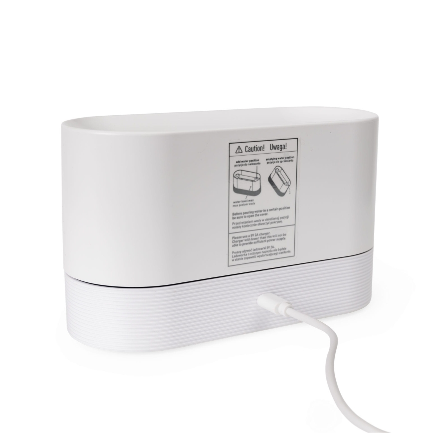 Difusor de aroma ultrassônico LED RGB e humidificador de ar com iluminação, 180ml, branco