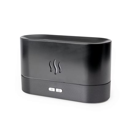 Difusor de aroma ultrassônico LED RGB e humidificador de ar com iluminação ambiente 180ml preto