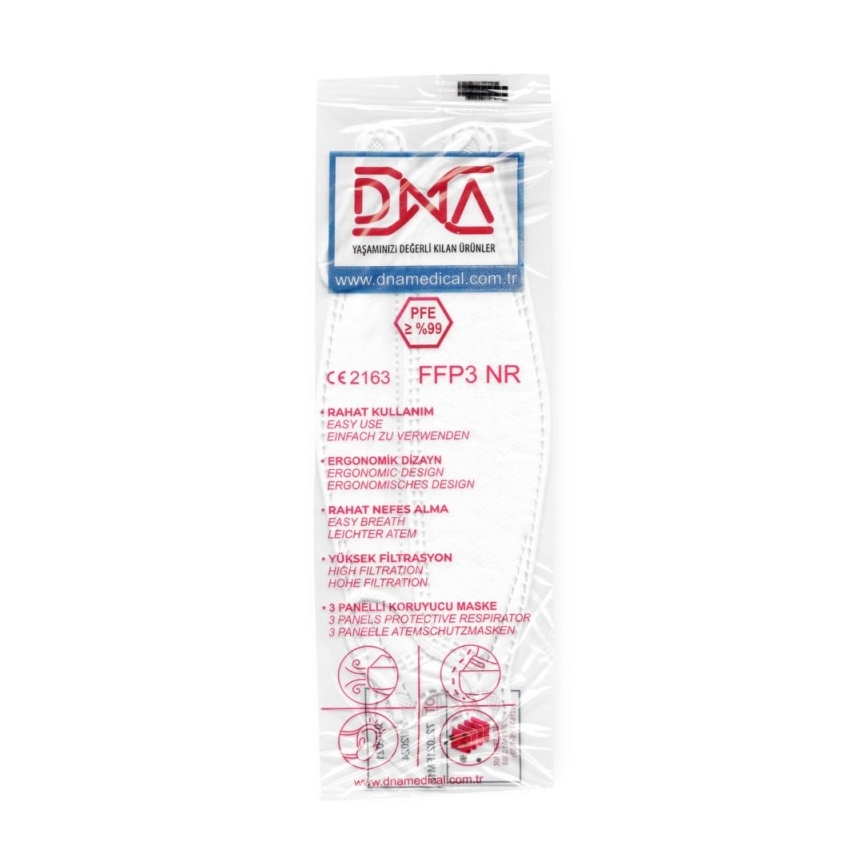 DNA máscara FFP3 NR CE 2163 Medical 10pcs