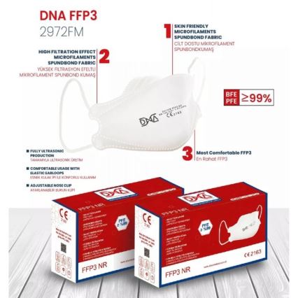 DNA máscara FFP3 NR CE 2163 Medical 25pcs