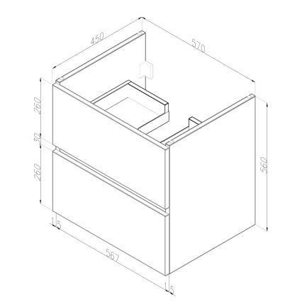 Dřevojas - Armário de casa de banho com lavatório BANO 60x47 cm carvalho escuro/branco