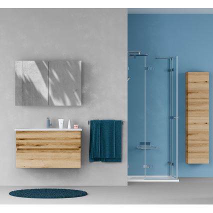 Dřevojas - Móvel de casa de banho com lavatório BANO 100 x 47 cm carvalho/branco