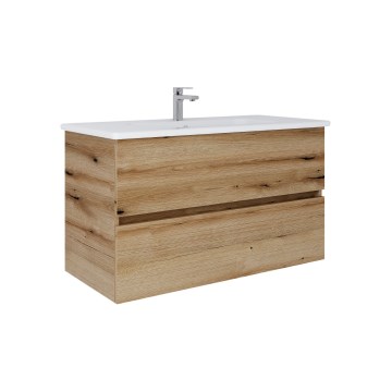 Dřevojas - Móvel de casa de banho com lavatório BANO 100x47 cm carvalho/branco