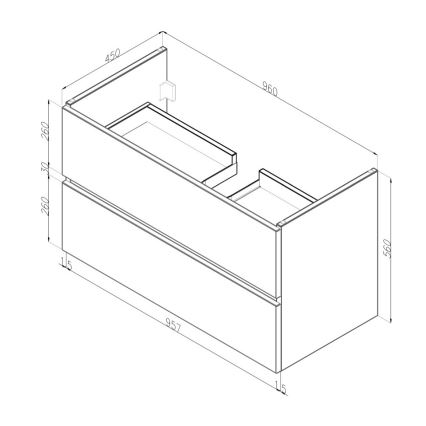 Dřevojas - Móvel de casa de banho com lavatório BANO 100x47 cm carvalho/branco
