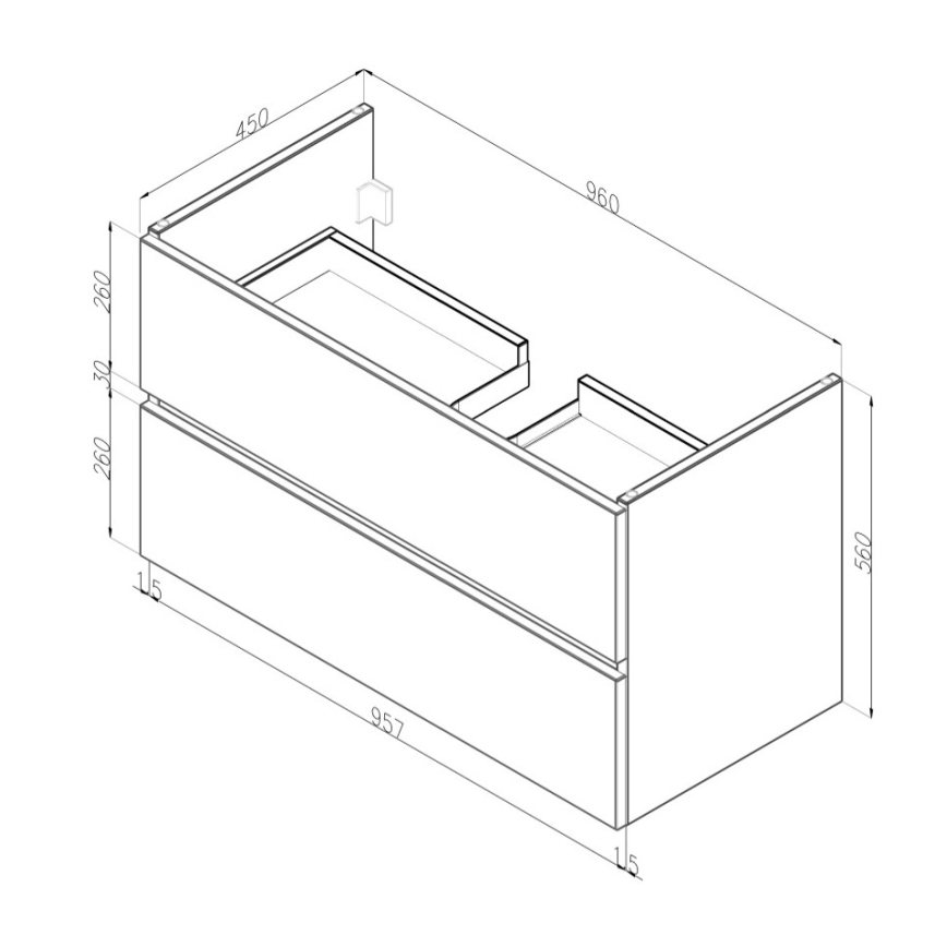 Dřevojas - Móvel de casa de banho com lavatório BANO 100x47 cm carvalho/branco