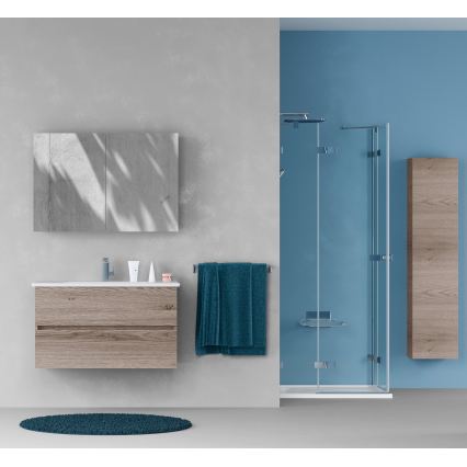 Dřevojas - Móvel de casa de banho com lavatório BANO 100x47 cm carvalho escuro/branco