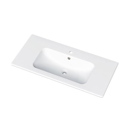 Dřevojas - Móvel de casa de banho com lavatório BANO 100x47 cm carvalho escuro/branco