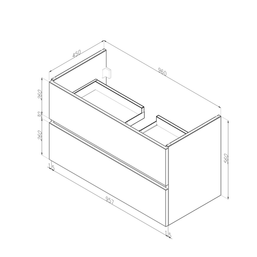 Dřevojas - Móvel de casa de banho com lavatório BANO 100x47 cm carvalho escuro/branco