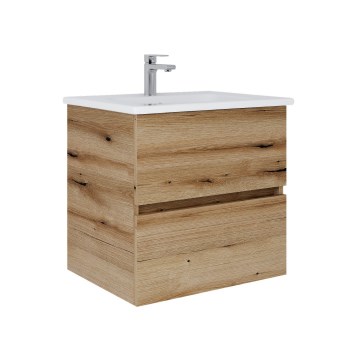 Dřevojas - Móvel de casa de banho com lavatório BANO 60x47 cm carvalho/branco