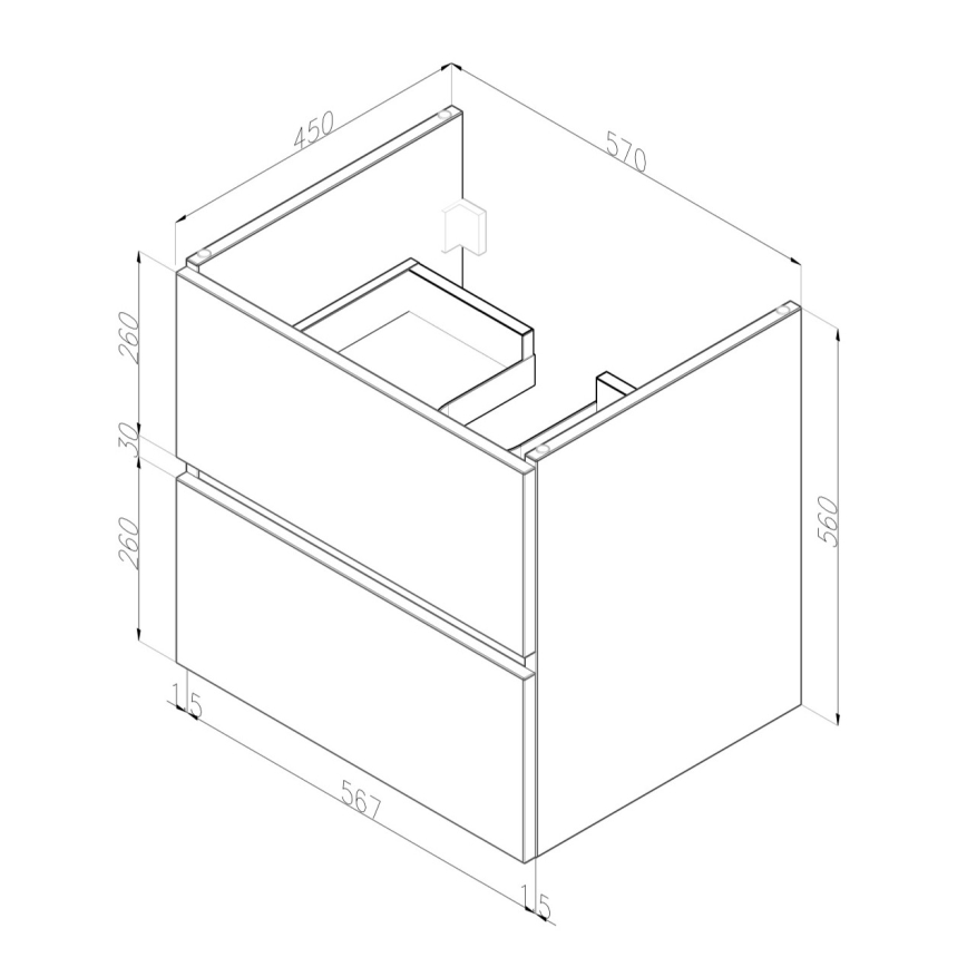 Dřevojas - Móvel de casa de banho com lavatório BANO 60x47 cm carvalho/branco