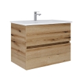 Dřevojas - Móvel de casa de banho com lavatório BANO 78x47 cm carvalho/branco