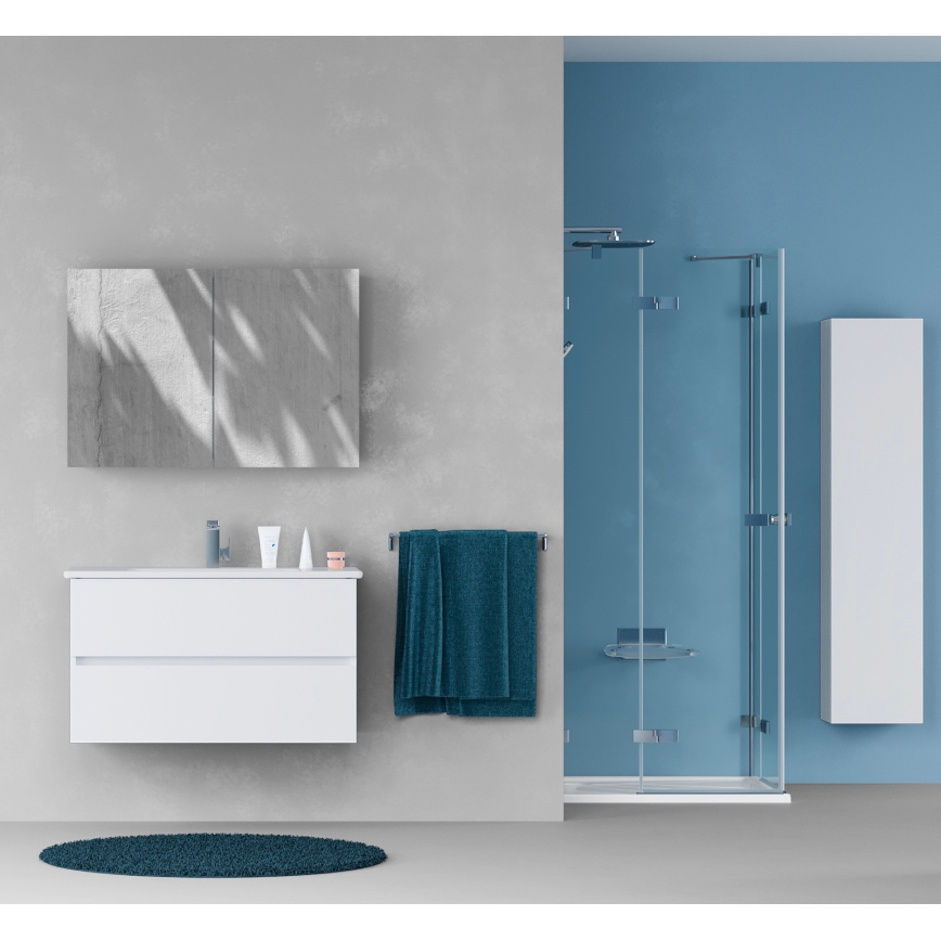 Dřevojas - Móvel de casa de banho espelhado NEXI 100x68 cm branco