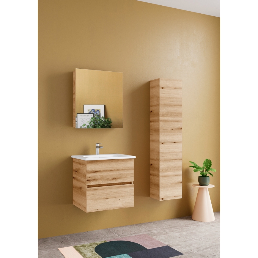 Dřevojas - Móvel suspenso de casa de banho ZYLO 35x155 cm carvalho
