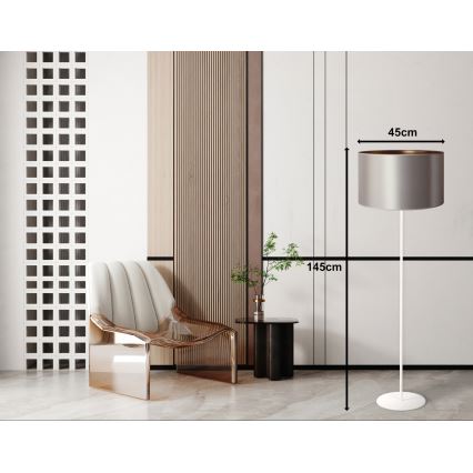 Duolla - Candeeiro de chão CANNES 1xE27/15W/230V diâmetro 45 cm prateado/cobre/branco