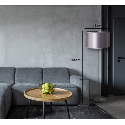 Duolla - Candeeiro de chão CANNES 1xE27/15W/230V diâmetro 45 cm prateado/preto