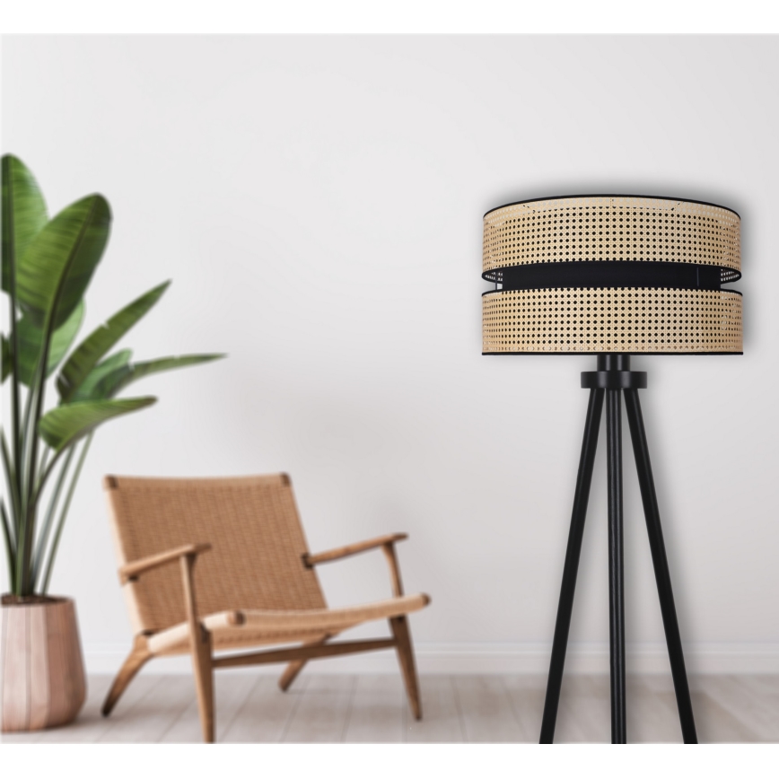 Duolla - Candeeiro de chão DUO 1xE27/15W/230V diâmetro 40 cm vime/preto