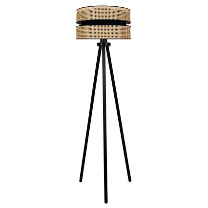 Duolla - Candeeiro de chão DUO 1xE27/15W/230V diâmetro 40 cm vime/preto