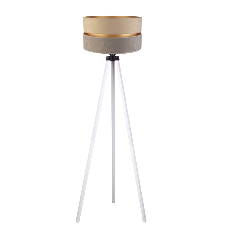 Duolla - Candeeiro de chão DUO 1xE27/60W/230V diâmetro 44 cm bege/cinzento/branco