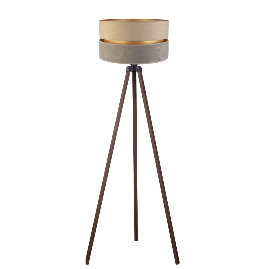 Duolla - Candeeiro de chão DUO 1xE27/60W/230V diâmetro 44 cm bege/cinzento/castanho