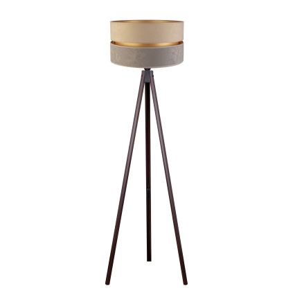 Duolla - Candeeiro de chão DUO 1xE27/60W/230V diâmetro 44 cm bege/cinzento/wenge