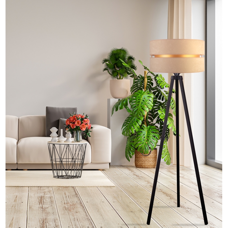 Duolla - Candeeiro de chão DUO 1xE27/60W/230V diâmetro 44 cm bege/wenge