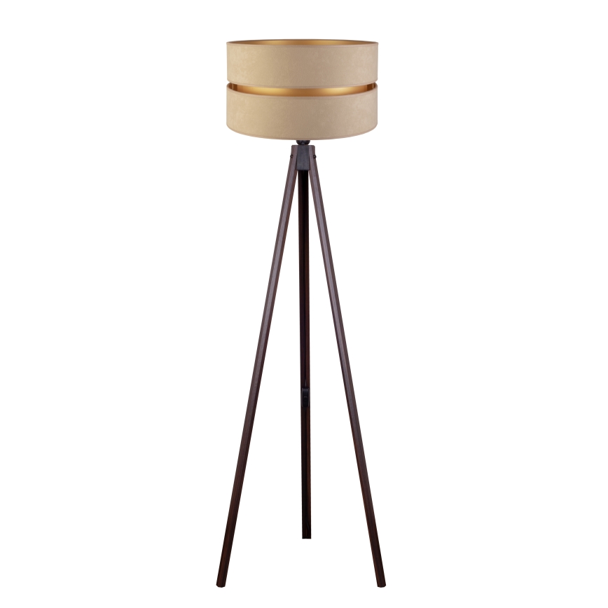 Duolla - Candeeiro de chão DUO 1xE27/60W/230V diâmetro 44 cm bege/wenge