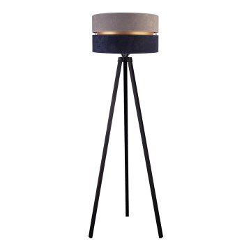 Duolla - Candeeiro de chão DUO 1xE27/60W/230V diâmetro 44 cm cinzento/azul/wenge