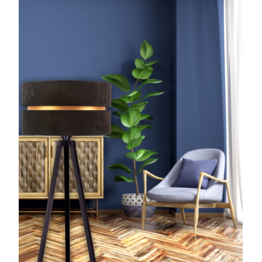 Duolla - Candeeiro de chão DUO 1xE27/60W/230V diâmetro 44 cm preto/wenge