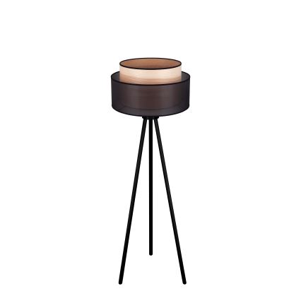 Duolla - Candeeiro de chão WOOD BOHO 1xE27/15W/230V diâmetro 45 cm preto/bege