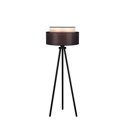 Duolla - Candeeiro de chão WOOD BOHO 1xE27/15W/230V diâmetro 45 cm preto/bege